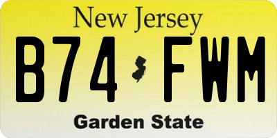 NJ license plate B74FWM