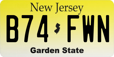 NJ license plate B74FWN