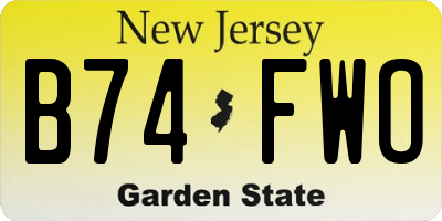 NJ license plate B74FWO