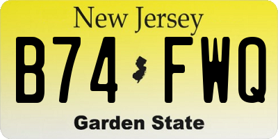 NJ license plate B74FWQ