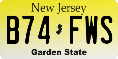 NJ license plate B74FWS