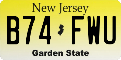 NJ license plate B74FWU