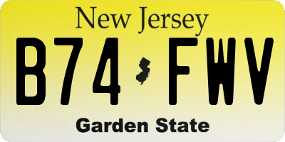 NJ license plate B74FWV