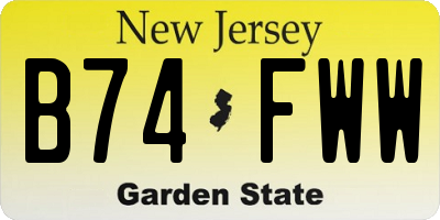 NJ license plate B74FWW