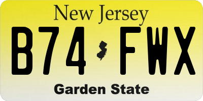 NJ license plate B74FWX