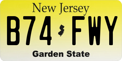 NJ license plate B74FWY