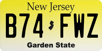 NJ license plate B74FWZ