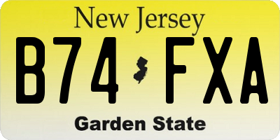 NJ license plate B74FXA