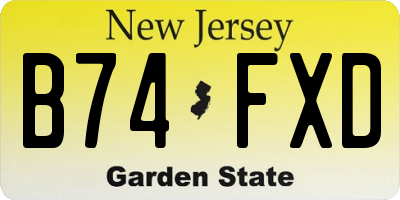 NJ license plate B74FXD