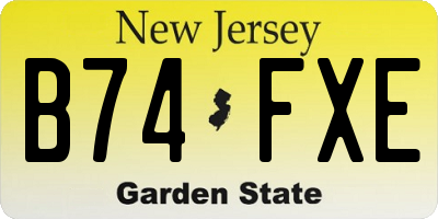 NJ license plate B74FXE