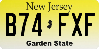 NJ license plate B74FXF