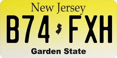 NJ license plate B74FXH
