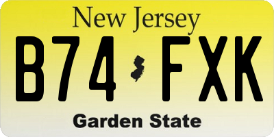 NJ license plate B74FXK