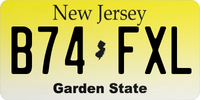 NJ license plate B74FXL