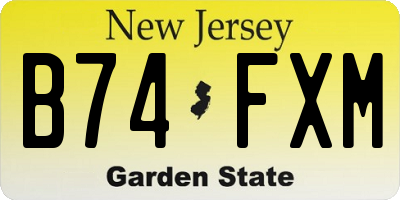NJ license plate B74FXM
