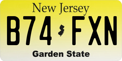 NJ license plate B74FXN