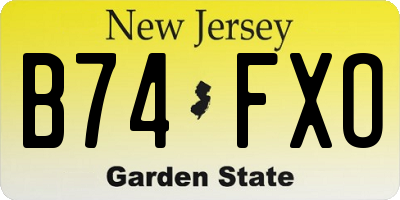 NJ license plate B74FXO