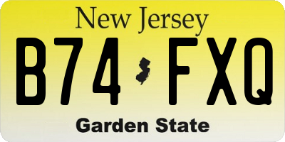 NJ license plate B74FXQ