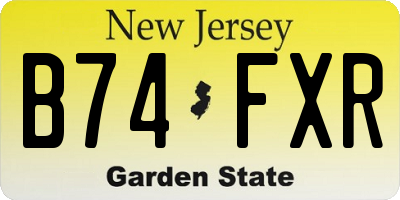 NJ license plate B74FXR
