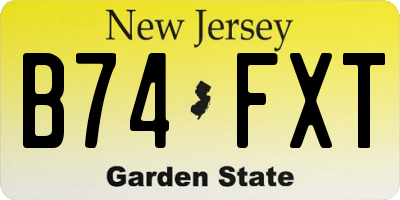 NJ license plate B74FXT