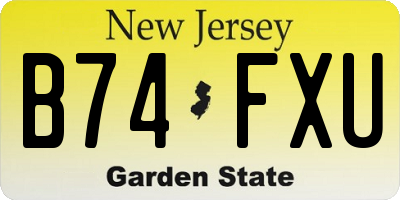 NJ license plate B74FXU