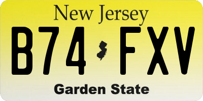 NJ license plate B74FXV