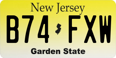 NJ license plate B74FXW