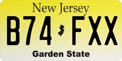 NJ license plate B74FXX