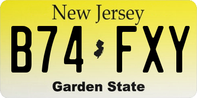 NJ license plate B74FXY