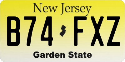 NJ license plate B74FXZ