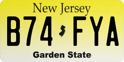 NJ license plate B74FYA