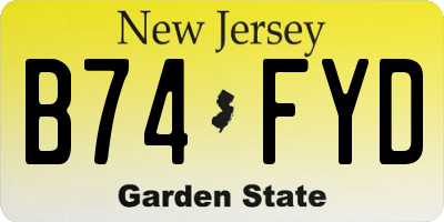 NJ license plate B74FYD