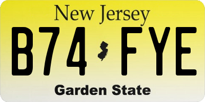 NJ license plate B74FYE