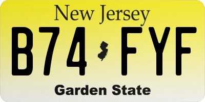 NJ license plate B74FYF
