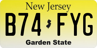 NJ license plate B74FYG