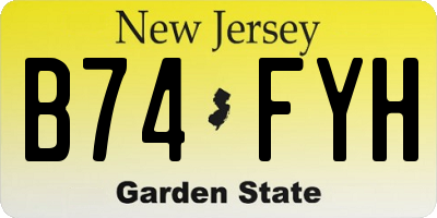 NJ license plate B74FYH