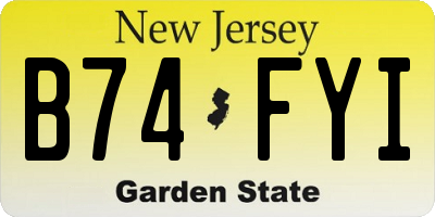 NJ license plate B74FYI