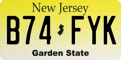 NJ license plate B74FYK