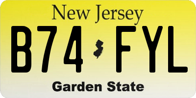 NJ license plate B74FYL
