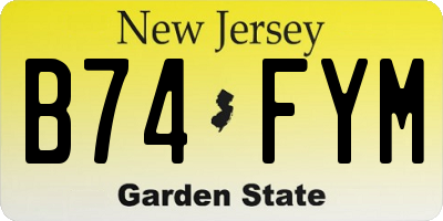 NJ license plate B74FYM