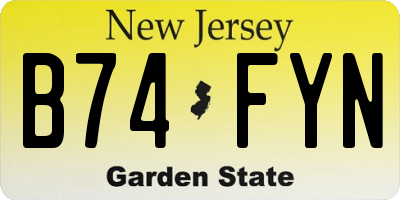NJ license plate B74FYN