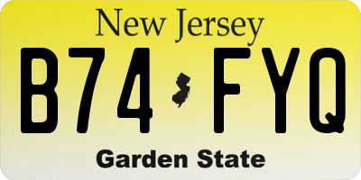 NJ license plate B74FYQ