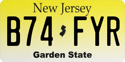 NJ license plate B74FYR