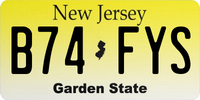 NJ license plate B74FYS