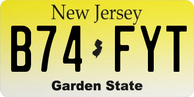 NJ license plate B74FYT