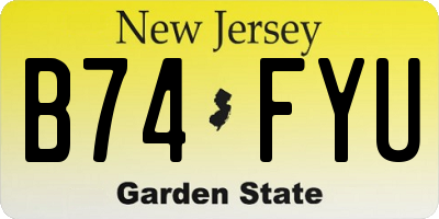 NJ license plate B74FYU