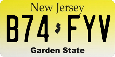 NJ license plate B74FYV
