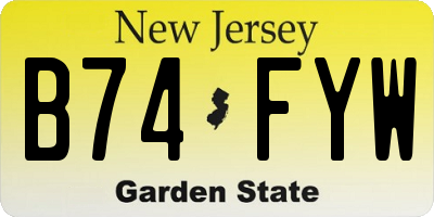 NJ license plate B74FYW