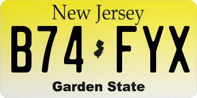NJ license plate B74FYX