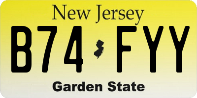 NJ license plate B74FYY